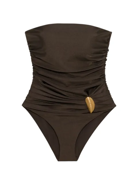 Simkhai Lorena shell-embellished strapless swimsuit