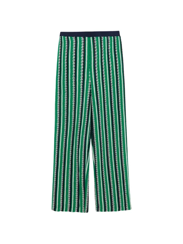 Simkhai Brenner Stripe Knit Trousers in Green