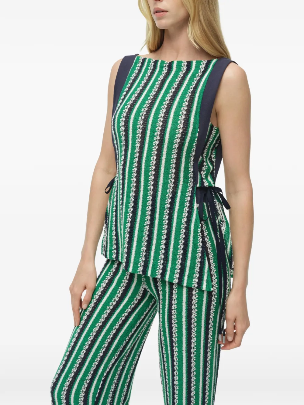 SIMKHAI Brenner Stripe Knit Trousers in Green, view 5