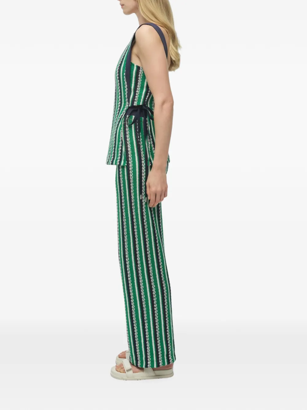 SIMKHAI Brenner Stripe Knit Trousers in Green, view 3