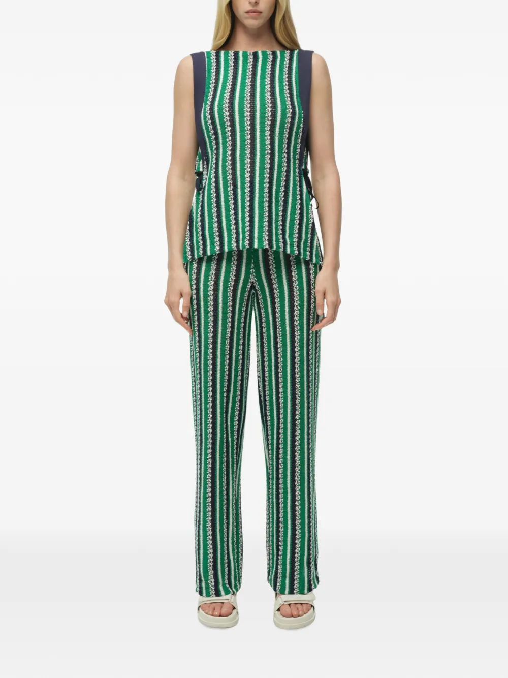 SIMKHAI Brenner Stripe Knit Trousers in Green, view 2