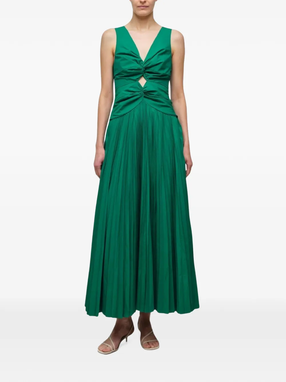 SIMKHAI Vivianne geplooide maxi-jurk met uitgesneden details Groen