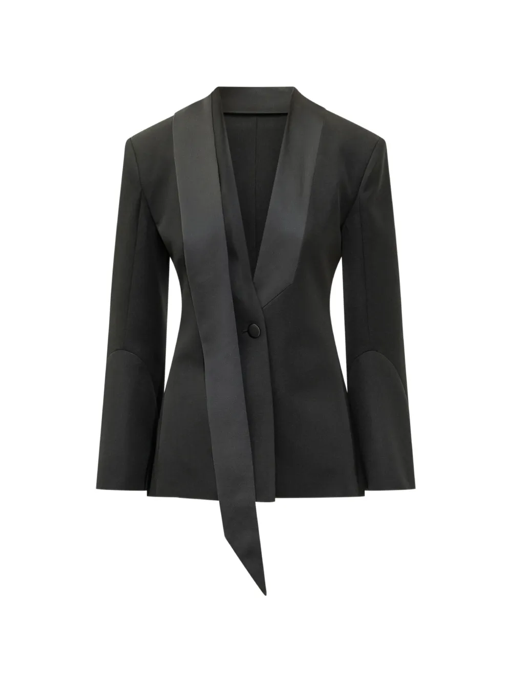 The Attico asymmetric-scarf lapel blazer - Nero