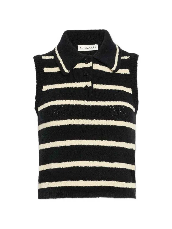 Altuzarra Elmer Sleeveless Striped Top in Black