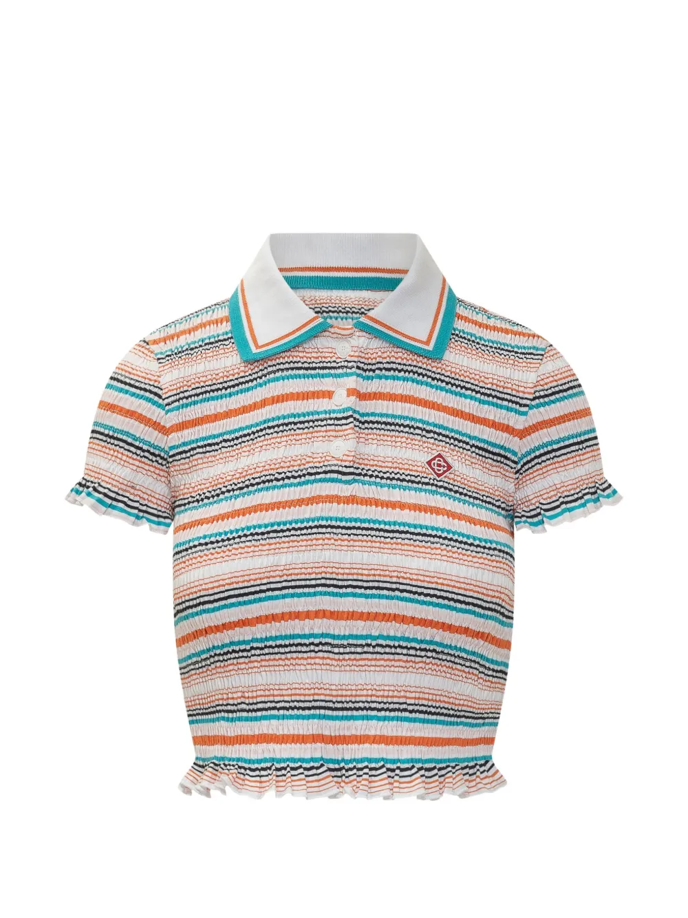 Casablanca shirred striped polo top - Weiß