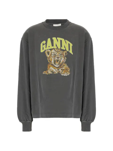 GANNI graphic-print logo-print T-shirt