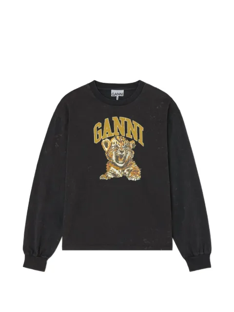 GANNI long-sleeve T-shirt with tiger print