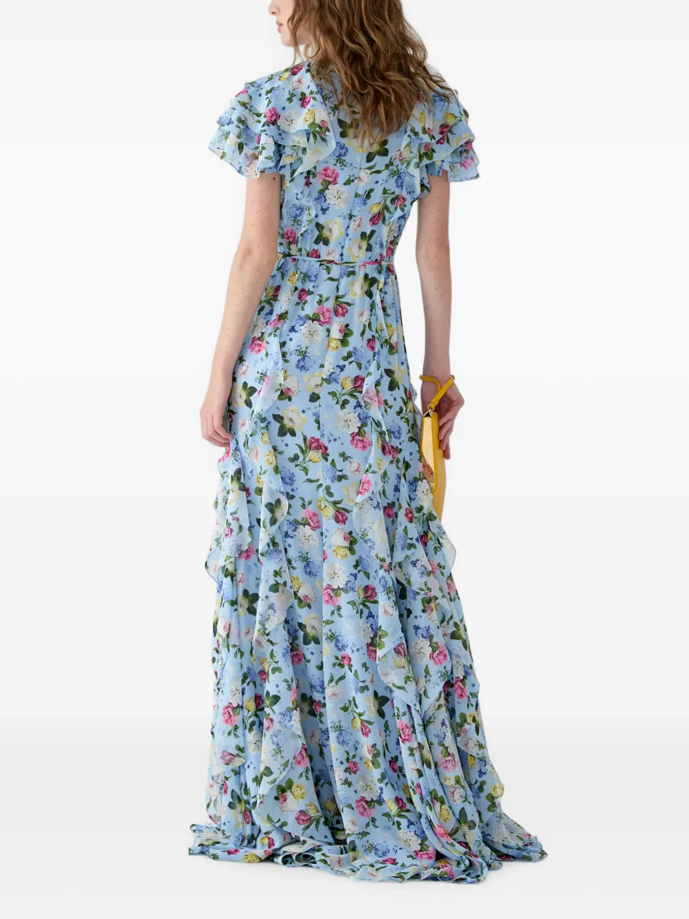 Carolina Herrera Maxi-jurk met bloemenprint Blauw