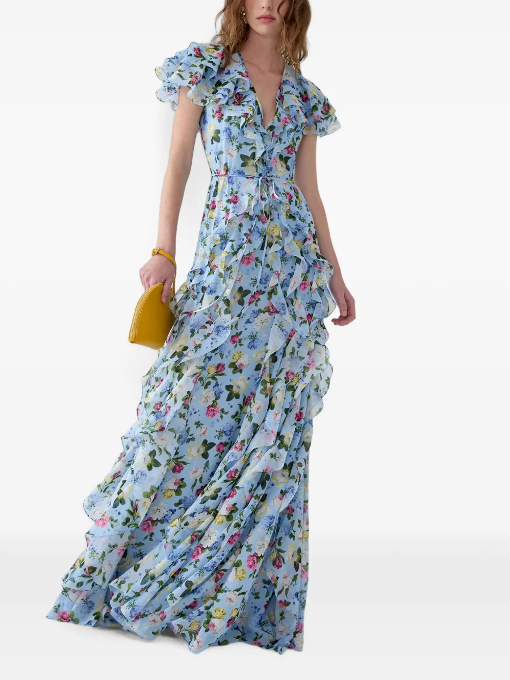 Carolina Herrera Maxi-jurk met bloemenprint Blauw