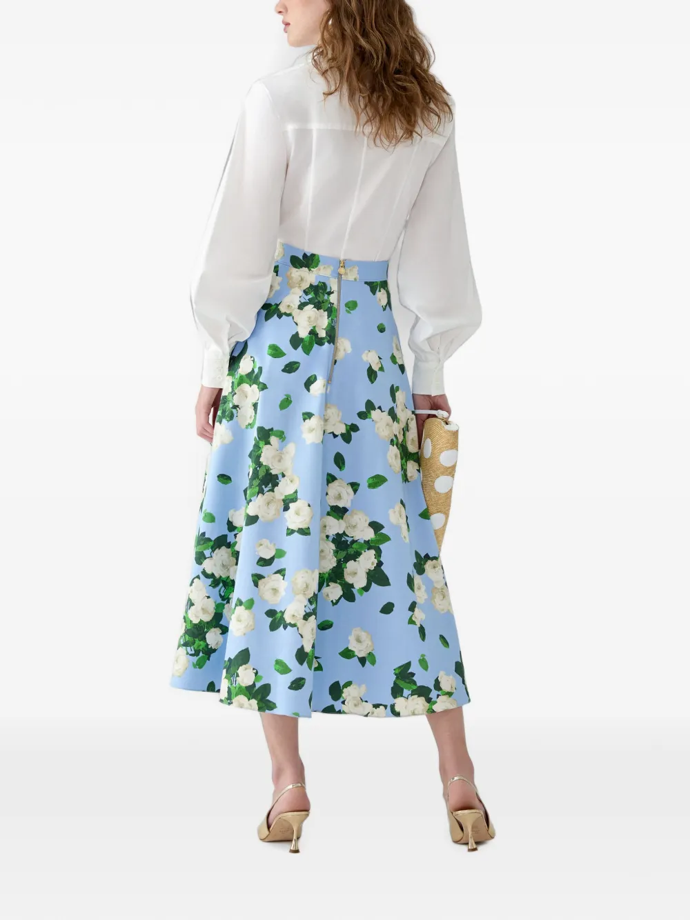 Carolina Herrera Midi-jurk met bloemenprint Blauw