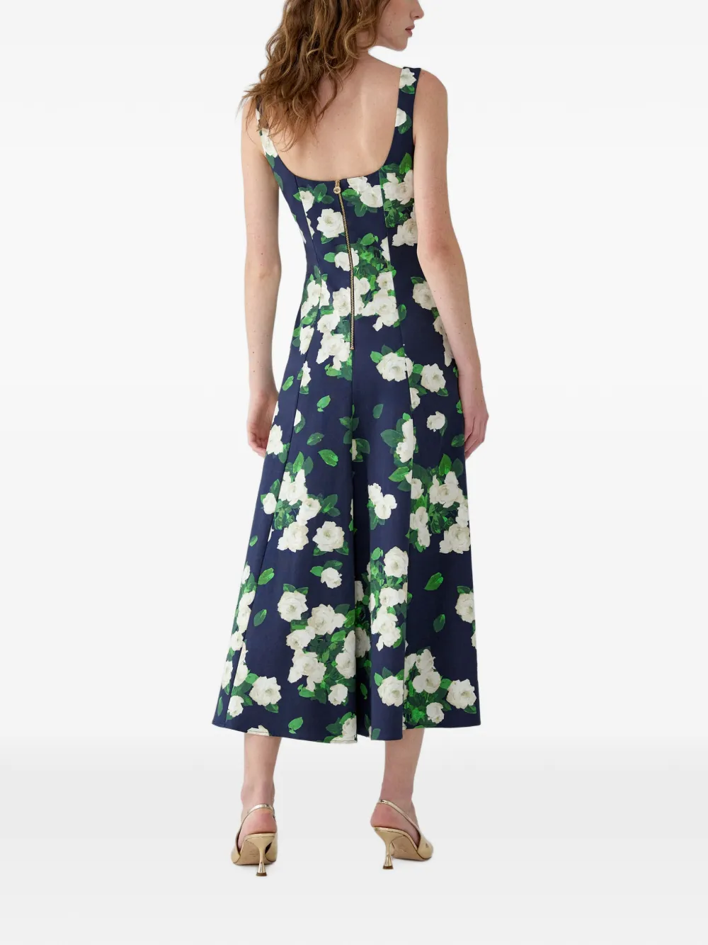 Carolina Herrera Midi-jurk met bloemenprint Blauw