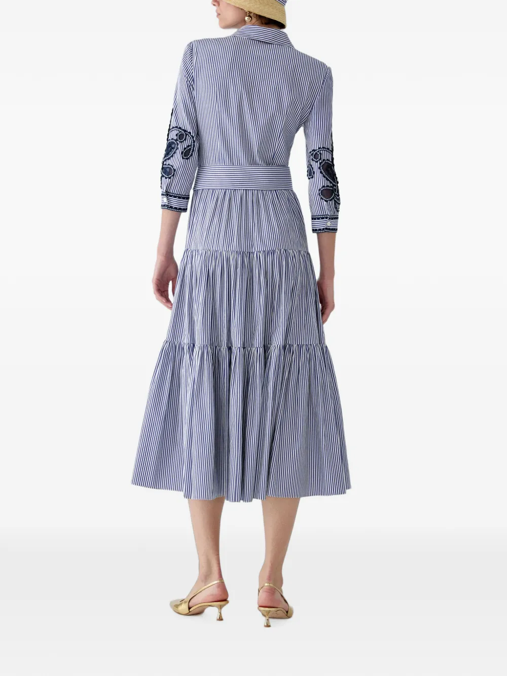 Carolina Herrera Gestreepte midi-jurk Blauw