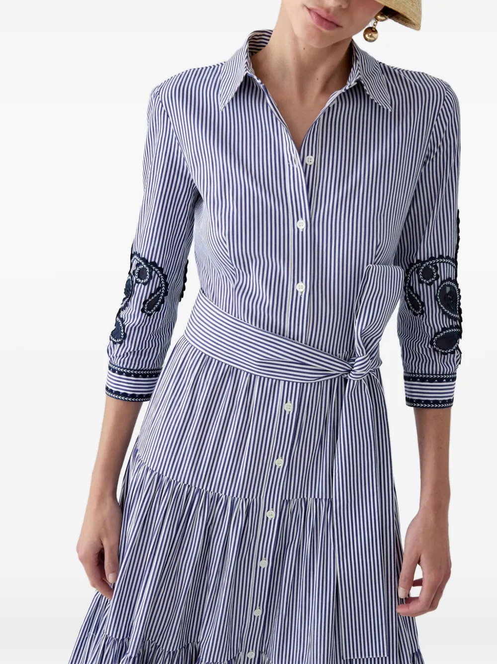 Carolina Herrera Gestreepte midi-jurk Blauw