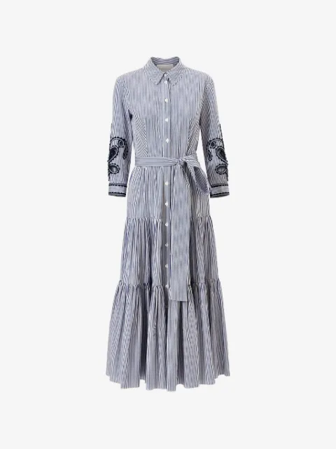 Carolina Herrera ストライプ ミディドレス