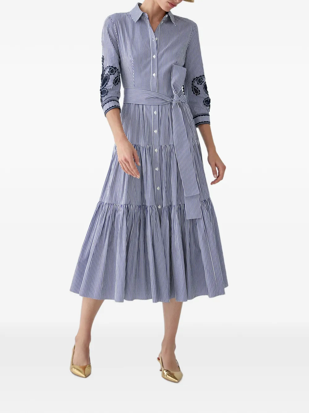 Carolina Herrera Gestreepte midi-jurk Blauw