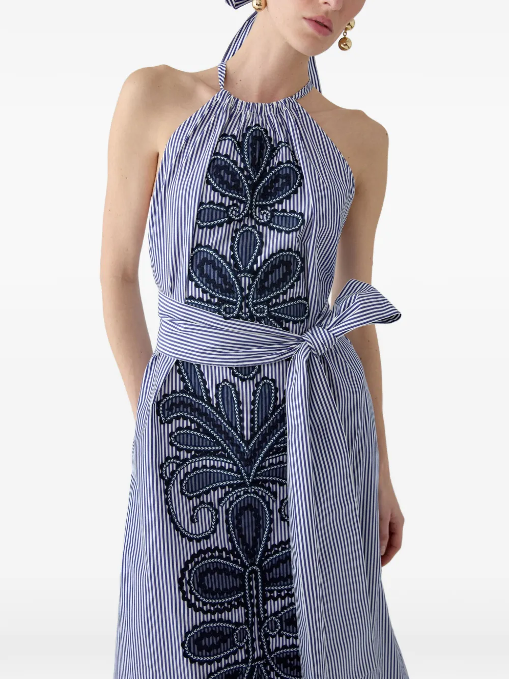 Carolina Herrera Gestreepte midi-jurk Blauw