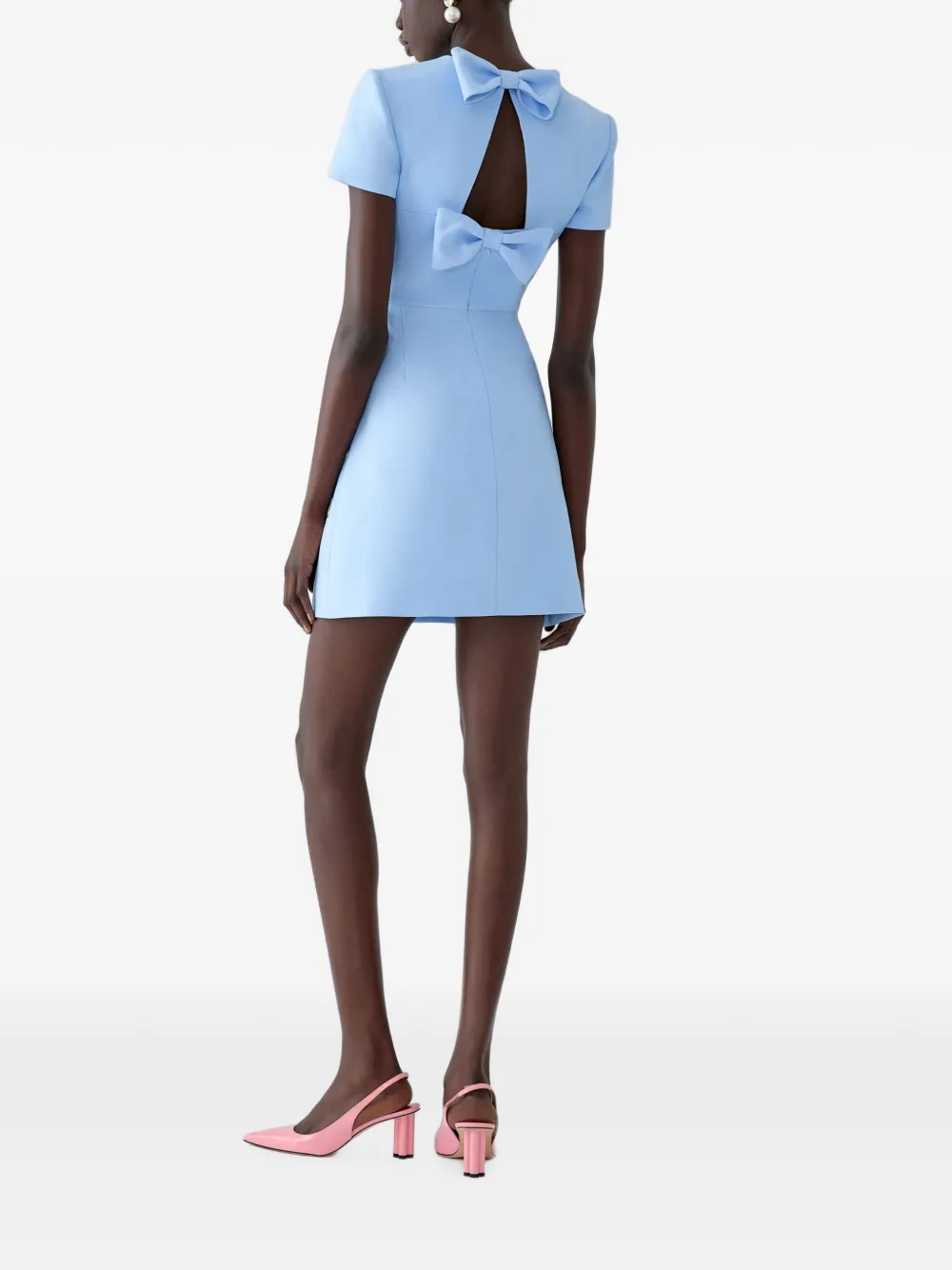 Carolina Herrera Mini-jurk met geborduurde bloemen en strik Blauw