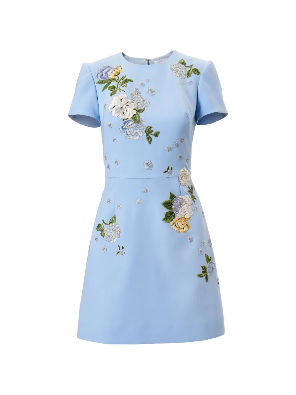 Carolina Herrera floral-embroidered bow-detail mini dress - Blu