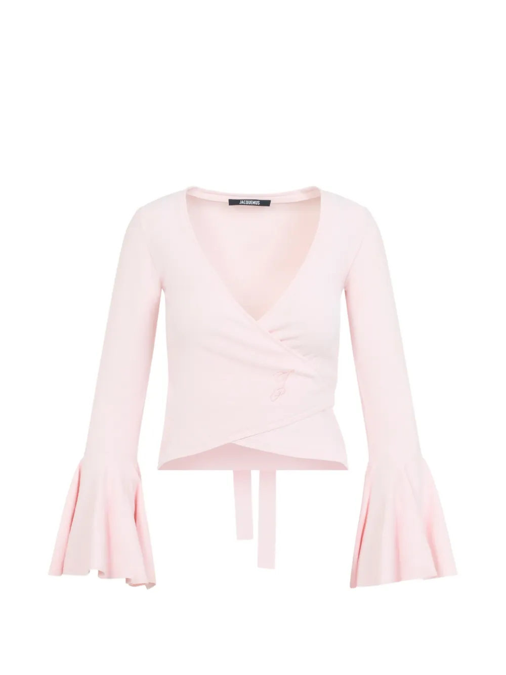 Jacquemus Paysan wrap-style bell-sleeve top - Rosa