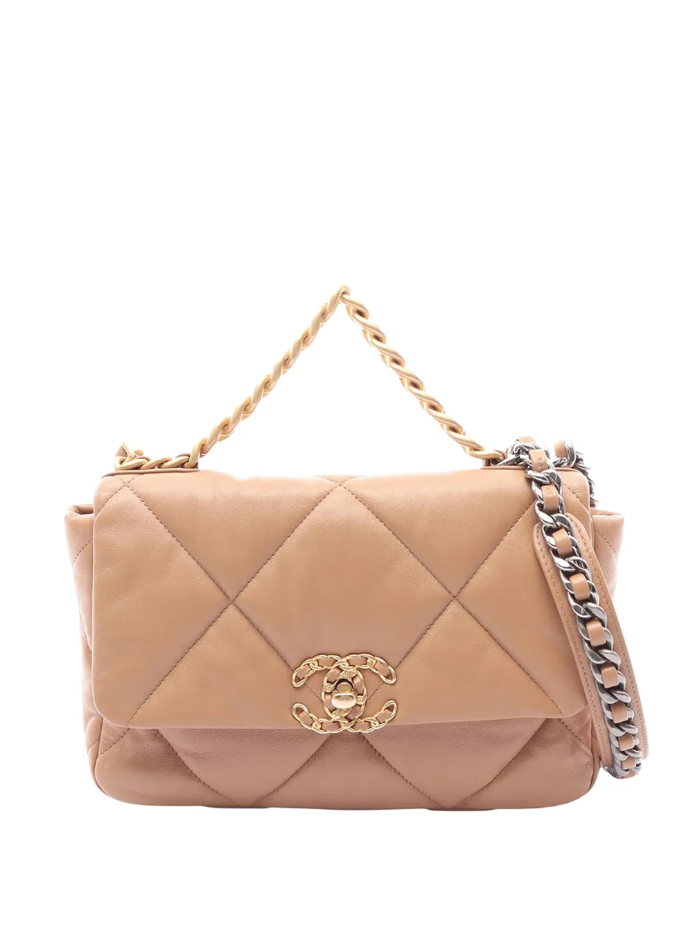 CHANEL Pre-Owned 2021-2026 Medium Lambskin 19 Flap satchel - Brown