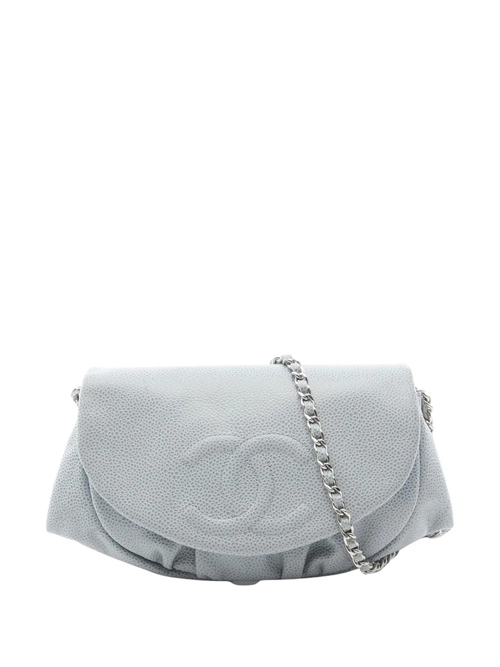 CHANEL Pre-Owned Borsa a tracolla Half Moon in pelle Caviar con catena 2012-2013 - Blu