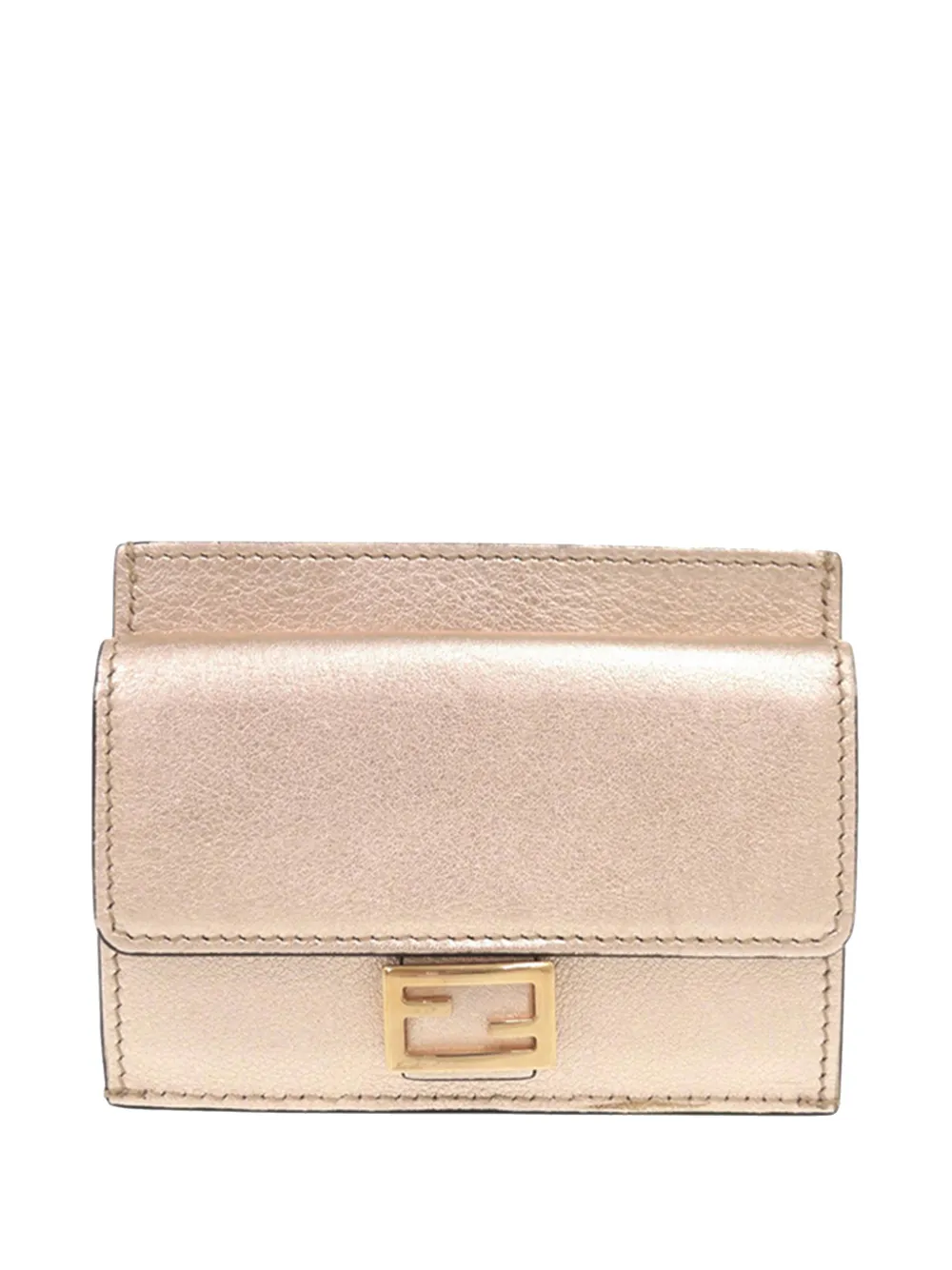 Fendi Pre-Owned Portacarte FF 1974 Baguette in pelle di vitello metallizzata 2010-2026 - Rosa