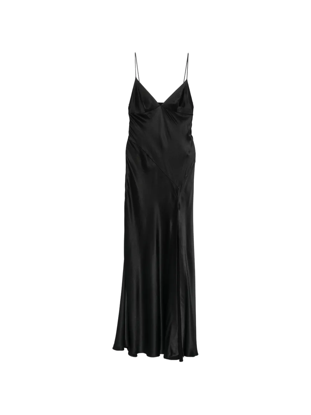 Alberta Ferretti satin-finish side-slit maxi dress - Black