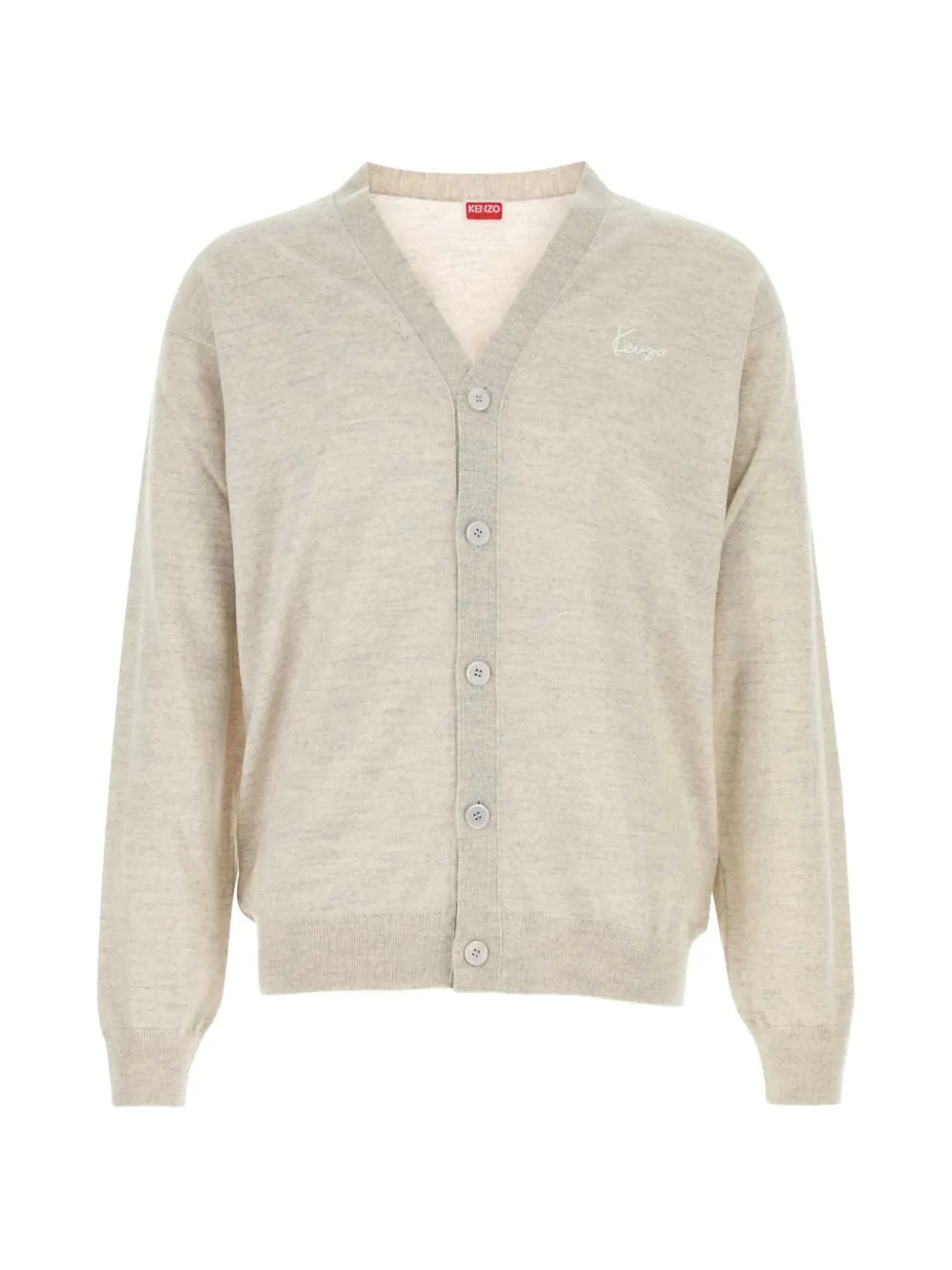 Kenzo embroidered-logo wool cardigan - Grigio