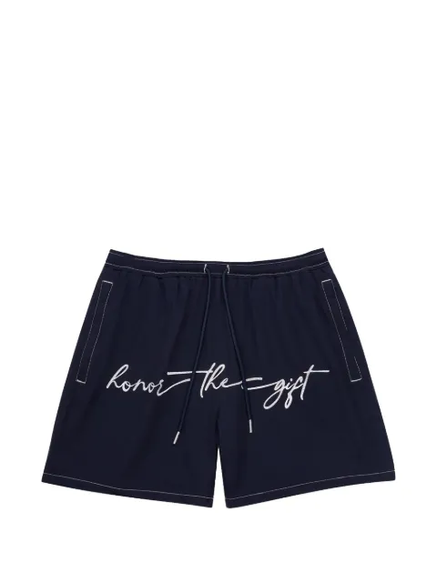 Honor The Gift Hybrid Cursive logo-embroidered drawstring shorts