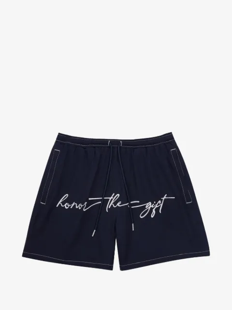 Honor The Gift Hybrid Cursive logo-embroidered drawstring shorts