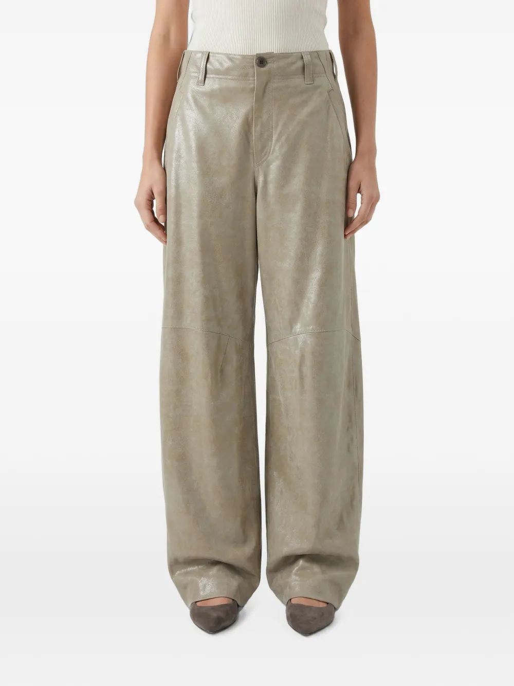Brunello Cucinelli leather trousers - Nude