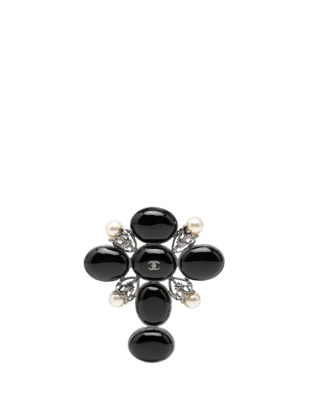 CHANEL Pre-Owned Spilla CC con perle sintetiche 2003 - Nero