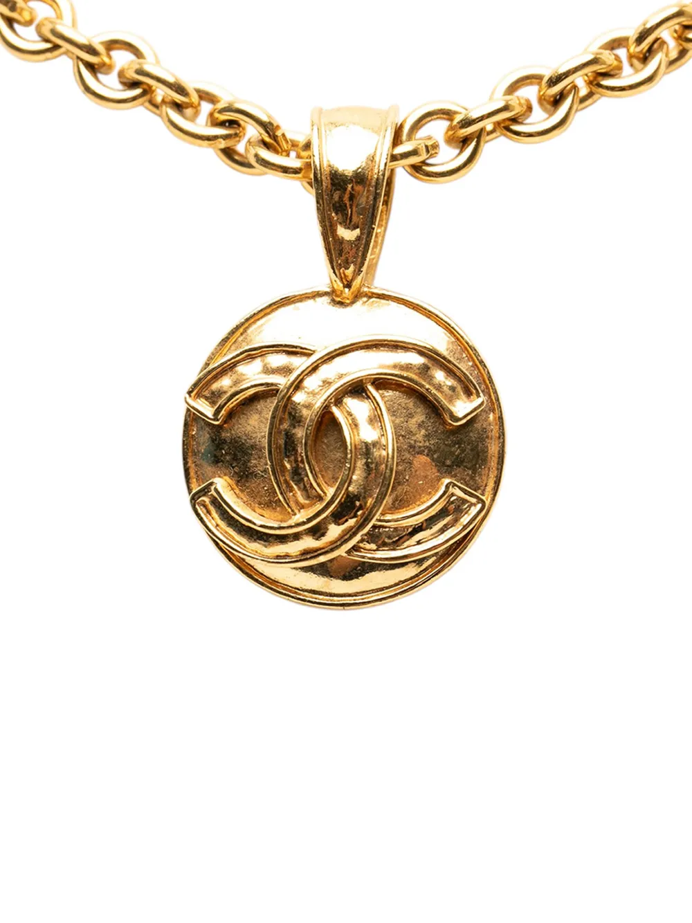 CHANEL Pre-Owned Collana placcata oro con pendente tondo CC 1994