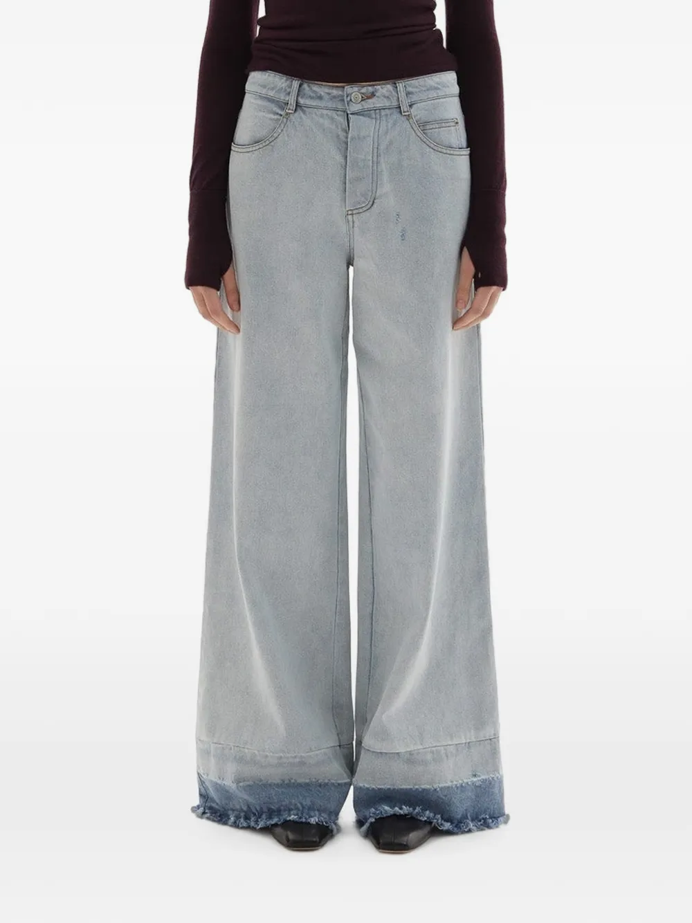 JOAEN Adrianne frayed wide-leg jeans