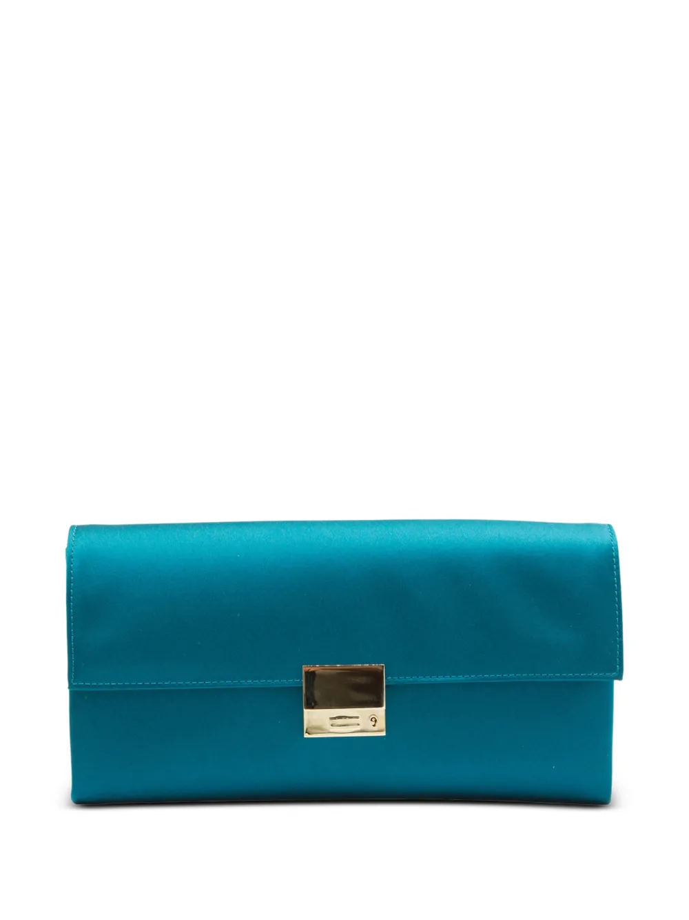 TOM FORD satin-finish logo-plaque clutch bag - Blu