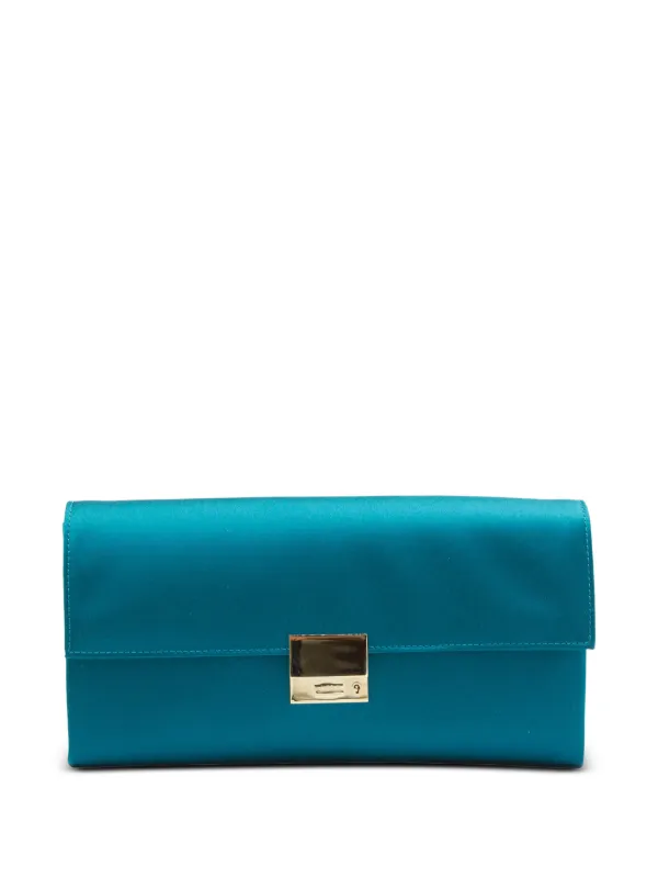 Tom Ford Satin-finish Logo-plaque Clutch Bag in Blue