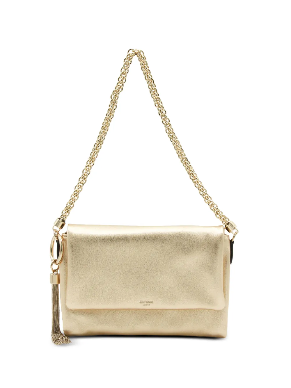 Jimmy Choo Callie metallic tassel clutch bag - Oro