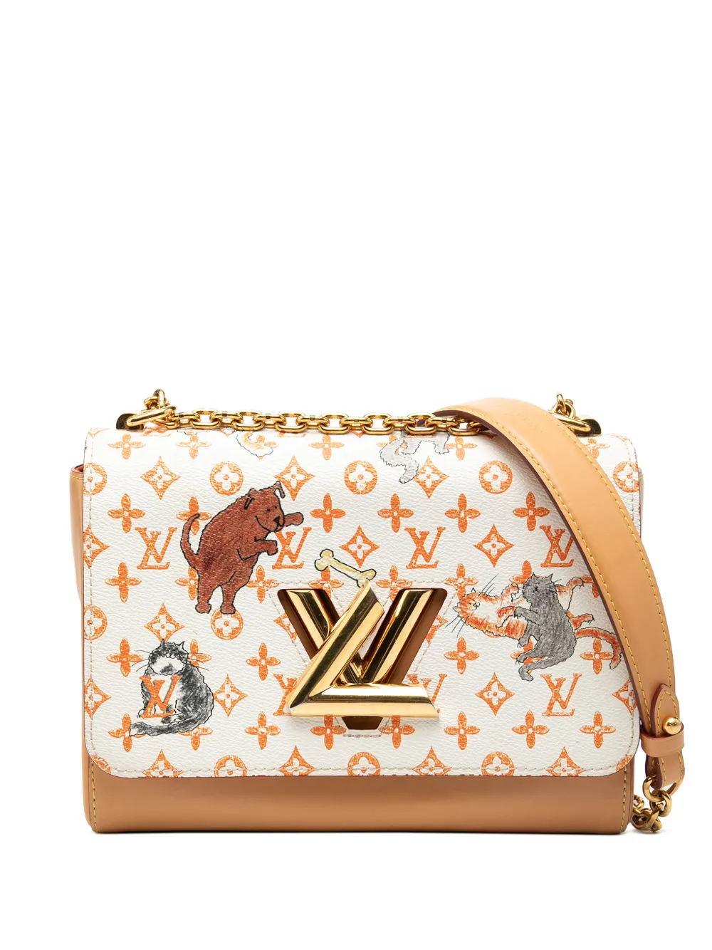 Louis Vuitton Pre-Owned 2018 Grace Coddington Monogram Catogram Twist MM Umhängetasche - Weiß