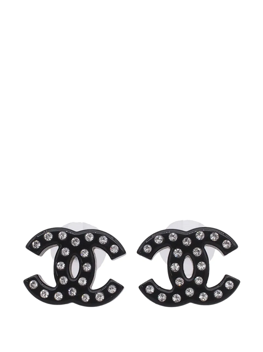 CHANEL Pre-Owned Orecchini CC in resina con strass 2019 - Nero