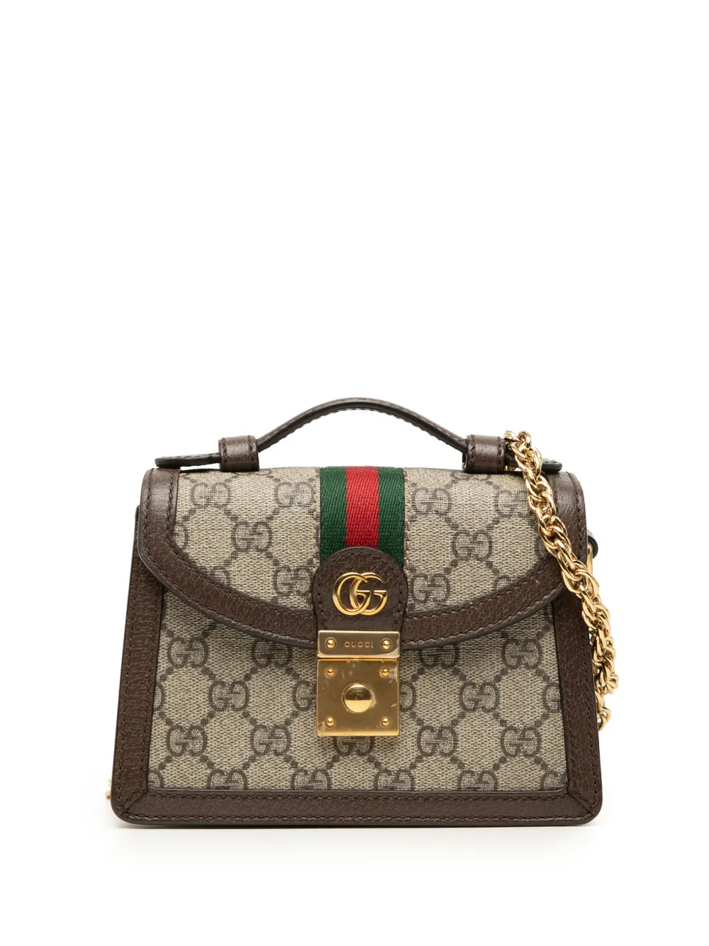 Gucci Pre-Owned 2016-2026 kleine GG Supreme Web Ophidia Satchel-Tasche - Nude