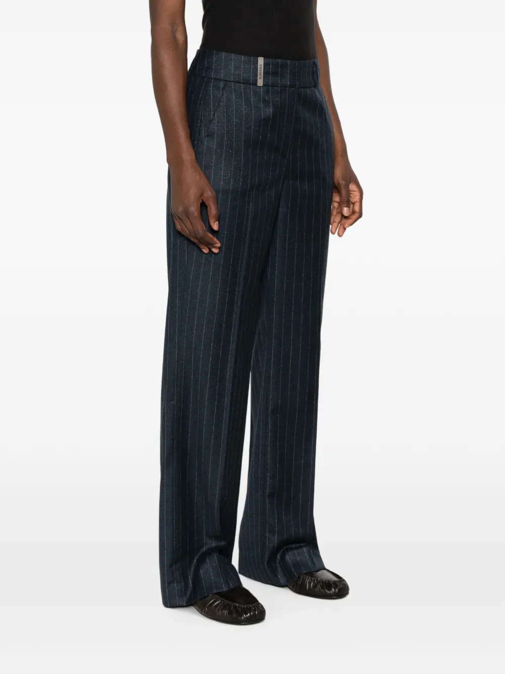 Peserico Broek met krijtstreep Blauw