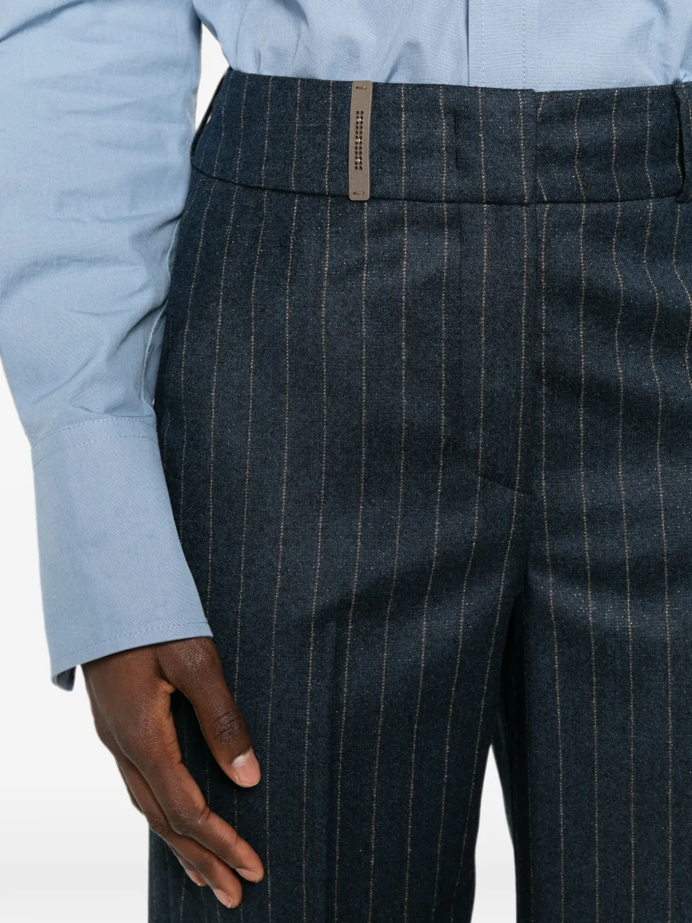 Peserico Broek met krijtstreep Blauw