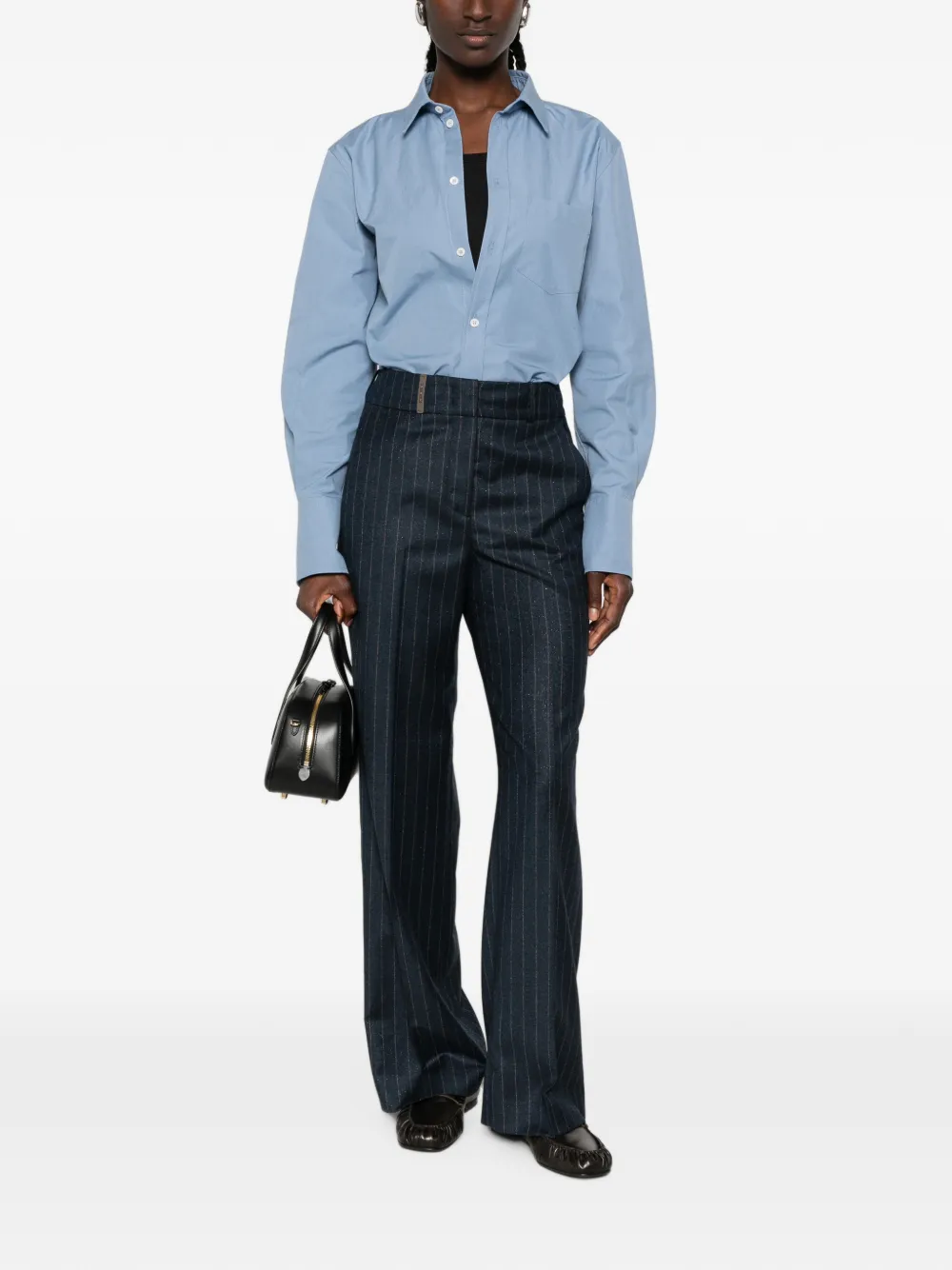 Peserico Broek met krijtstreep Blauw
