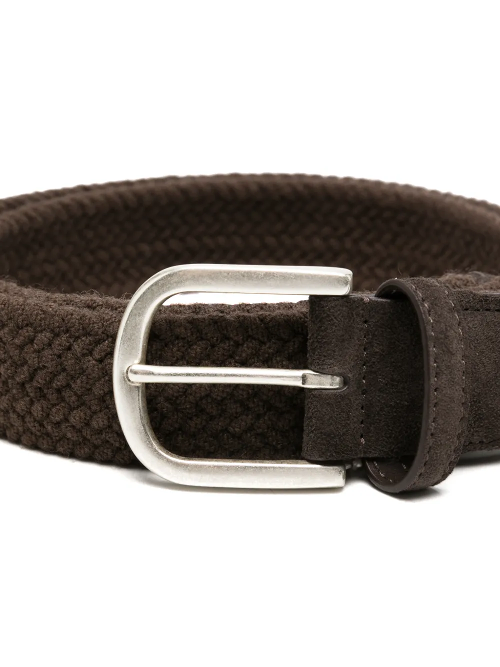 Canali Gevlochten riem met suède afwerking Bruin