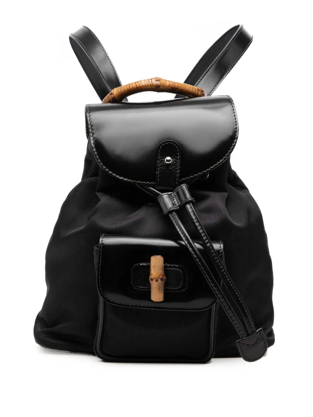 Gucci Pre-Owned 20th Century Rucksack aus Nylon, Lackleder und Bambus - Schwarz