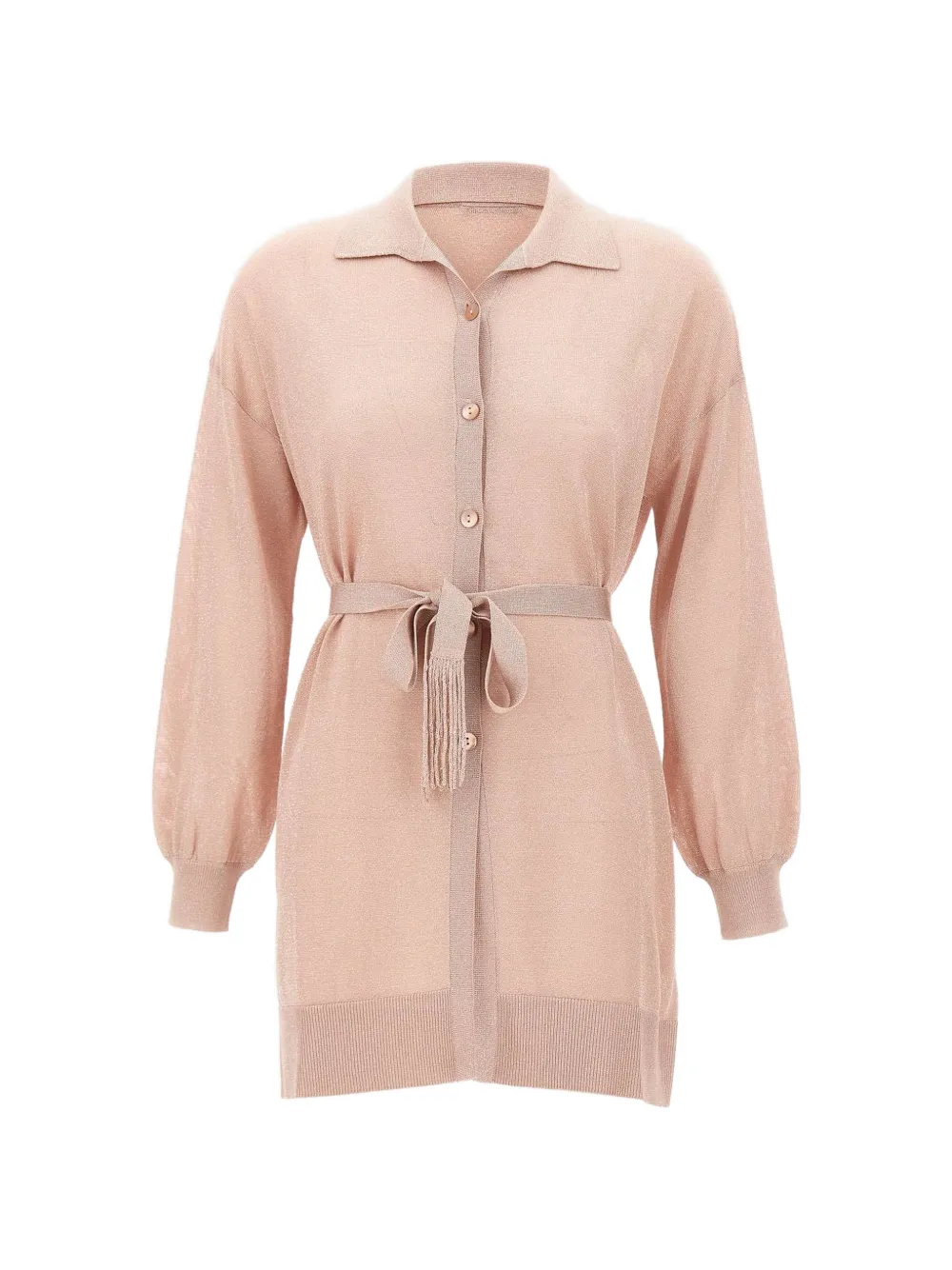 Kangra belted lurex-knit cardi-coat - Rosa