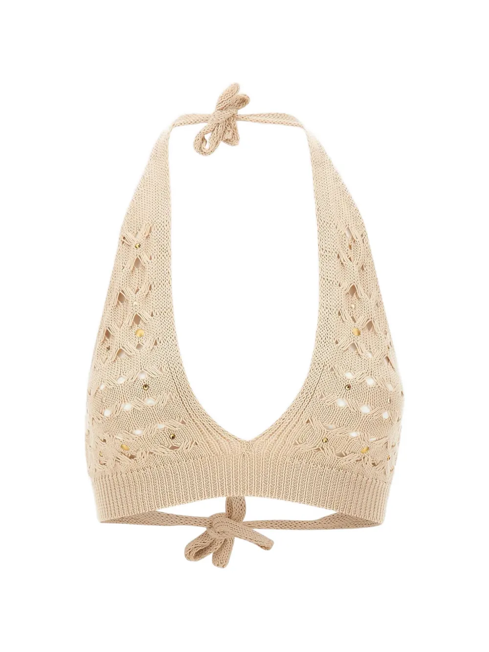 Kangra stud-embellished open-knit top - Toni neutri