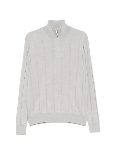 Canali ribbed-knit quarter-zip sweater