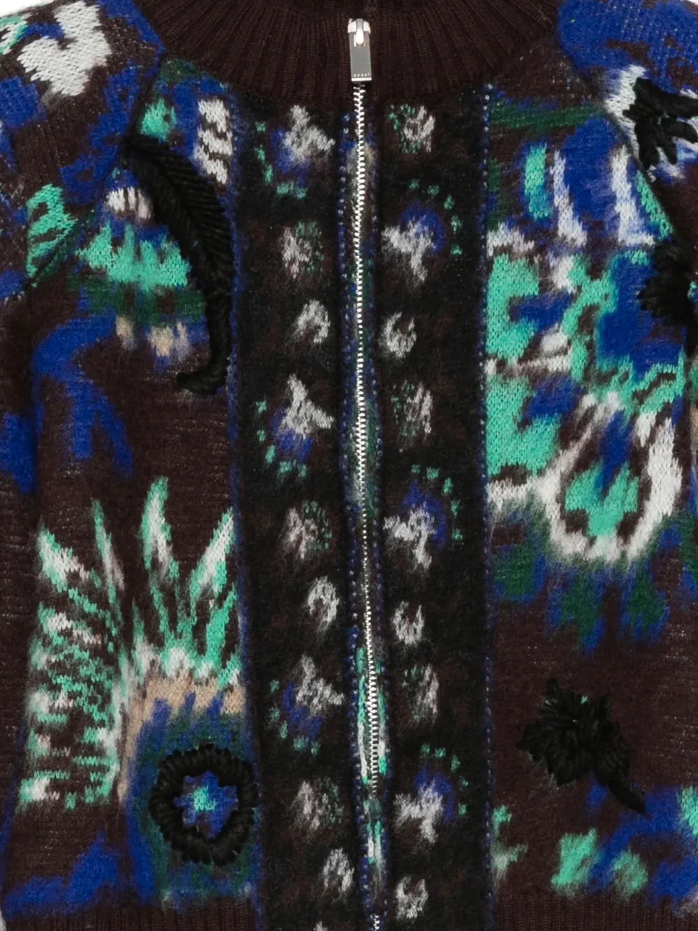 sacai Jack met geborduurde bloemen Bruin