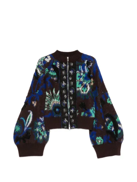 sacai floral-print embroidered jacket